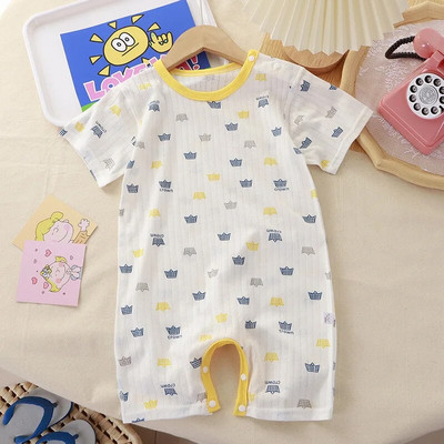 Ljetna pidžama za novorođenčad, kratkih rukava, modni kostim za dojenčad, dječački kombinezon s otisnutim medvjedom i kratkim rukavima.