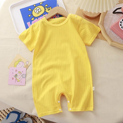 Ljetna pidžama za novorođenčad, kratkih rukava, modni kostim za dojenčad, dječački kombinezon s otisnutim medvjedom i kratkim rukavima.