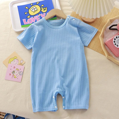 Ljetna pidžama za novorođenčad, kratkih rukava, modni kostim za dojenčad, dječački kombinezon s otisnutim medvjedom i kratkim rukavima.