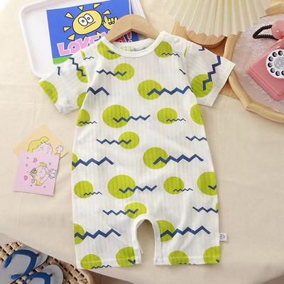 Ljetna pidžama za novorođenčad, kratkih rukava, modni kostim za dojenčad, dječački kombinezon s otisnutim medvjedom i kratkim rukavima.