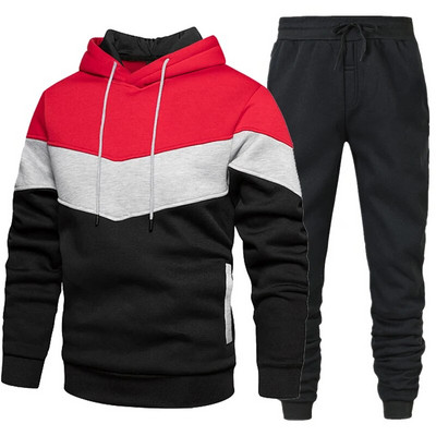 Costum pentru fitness pentru bărbați Set de 2 bucăți ocazional Pulover sport cu mânecă lungă Îmbrăcăminte sport Hanorac Set pantaloni Hanorace pentru bărbați