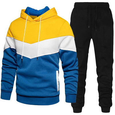 Costum pentru fitness pentru bărbați Set de 2 bucăți ocazional Pulover sport cu mânecă lungă Îmbrăcăminte sport Hanorac Set pantaloni Hanorace pentru bărbați