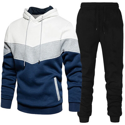 Costum pentru fitness pentru bărbați Set de 2 bucăți ocazional Pulover sport cu mânecă lungă Îmbrăcăminte sport Hanorac Set pantaloni Hanorace pentru bărbați