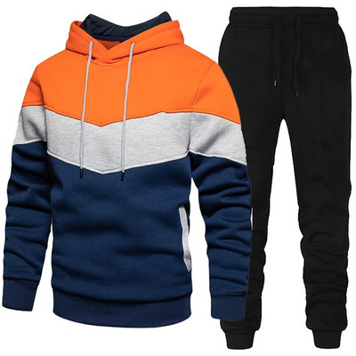 Costum pentru fitness pentru bărbați Set de 2 bucăți ocazional Pulover sport cu mânecă lungă Îmbrăcăminte sport Hanorac Set pantaloni Hanorace pentru bărbați