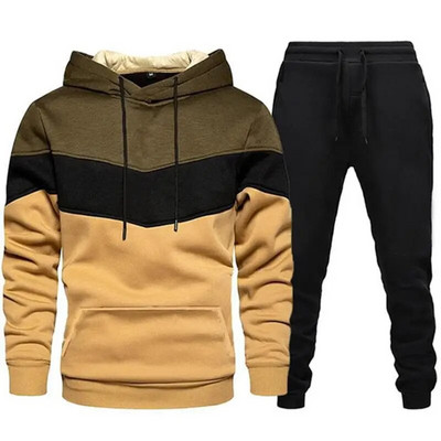Costum pentru fitness pentru bărbați Set de 2 bucăți ocazional Pulover sport cu mânecă lungă Îmbrăcăminte sport Hanorac Set pantaloni Hanorace pentru bărbați
