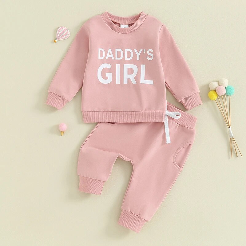 Citgeett Φθινοπωρινά Σετ παντελόνια για νήπια για κορίτσια Μακρυμάνικο γράμμα στάμπα Φούτερ μονόχρωμο παντελόνι Ανοιξιάτικα σετ ρούχων