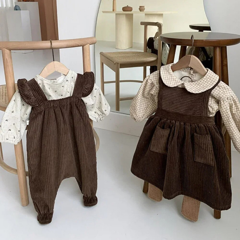 Kisgyermek lányok Romper Corduroy Playsuit Jumpsuits overál gyerekeknek
