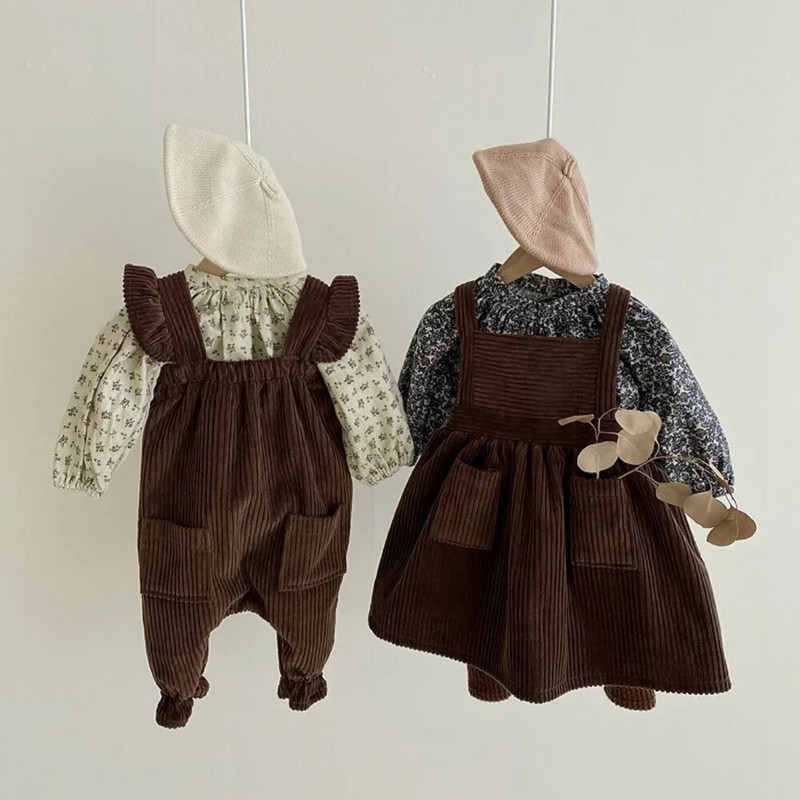 Kisgyermek lányok Romper Corduroy Playsuit Jumpsuits overál gyerekeknek