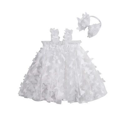 FOCUSNORM 6 culori pentru copii mici fetițe rochie dulce 0-24M fără mâneci 3D dantelă fluture tul salopete + set bentiță
