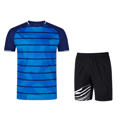 Αθλητικά ρούχα μπάντμιντον Σκούρο ανοιχτό μπλε Check Design Ανδρικό κοντομάνικο σορτς δύο τεμαχίων ανδρικό σορτς Xs-6Xl