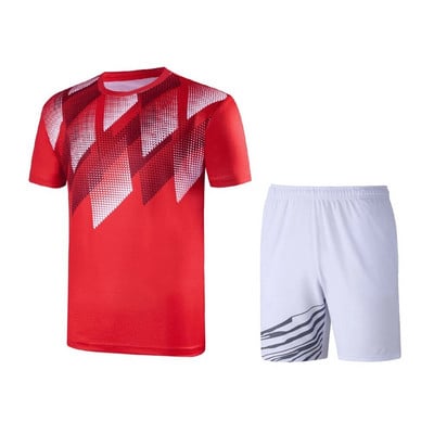 Αθλητικά ρούχα μπάντμιντον Σκούρο ανοιχτό μπλε Check Design Ανδρικό κοντομάνικο σορτς δύο τεμαχίων ανδρικό σορτς Xs-6Xl