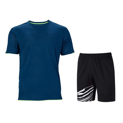 Αθλητικά ρούχα μπάντμιντον Σκούρο ανοιχτό μπλε Check Design Ανδρικό κοντομάνικο σορτς δύο τεμαχίων ανδρικό σορτς Xs-6Xl