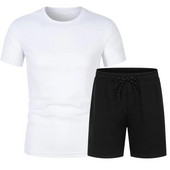 Tricou și pantaloni pentru bărbați de marcă de culoare solidă, sport în aer liber, ocazional, pentru bărbați și femei, în același stil