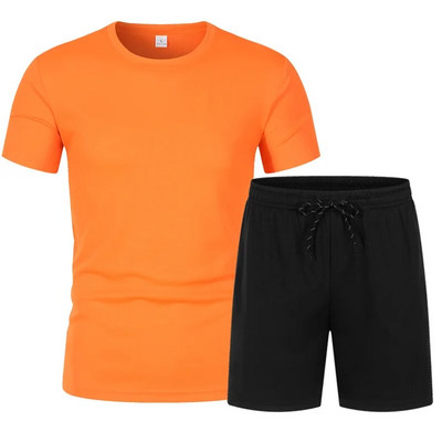 Tricou și pantaloni pentru bărbați de marcă de culoare solidă, sport în aer liber, ocazional, pentru bărbați și femei, în același stil