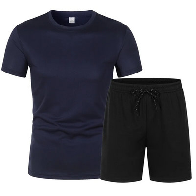 Tricou și pantaloni pentru bărbați de marcă de culoare solidă, sport în aer liber, ocazional, pentru bărbați și femei, în același stil