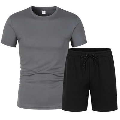 Tricou și pantaloni pentru bărbați de marcă de culoare solidă, sport în aer liber, ocazional, pentru bărbați și femei, în același stil