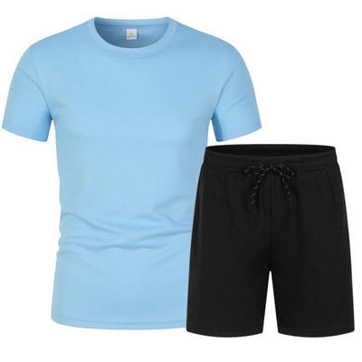 Tricou și pantaloni pentru bărbați de marcă de culoare solidă, sport în aer liber, ocazional, pentru bărbați și femei, în același stil