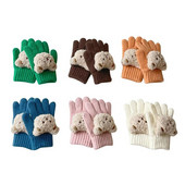 Aranyos medvegyerekkesztyűk ősz tél meleg ötujjas gyapjúkesztyű lányoknak fiúknak kültéri hó gyerektartozékok 3-7 év