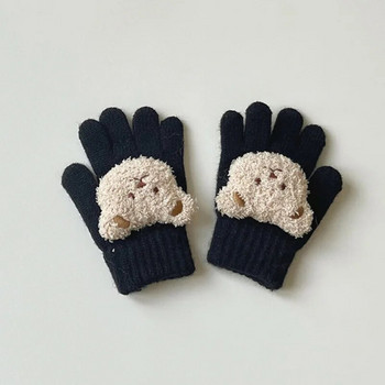 Cute Bear Παιδικά Γάντια Φθινόπωρο Χειμώνας Ζεστό Five Fingers Μάλλινα γάντια για κορίτσια Αγόρια Παιδικά Αξεσουάρ Χιονιού εξωτερικού χώρου 3-7Y