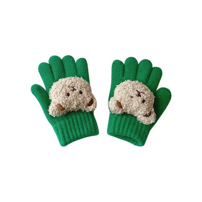 Aranyos medvegyerekkesztyűk ősz tél meleg ötujjas gyapjúkesztyű lányoknak fiúknak kültéri hó gyerektartozékok 3-7 év