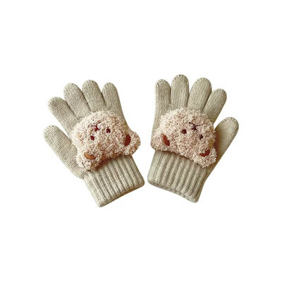 Aranyos medvegyerekkesztyűk ősz tél meleg ötujjas gyapjúkesztyű lányoknak fiúknak kültéri hó gyerektartozékok 3-7 év