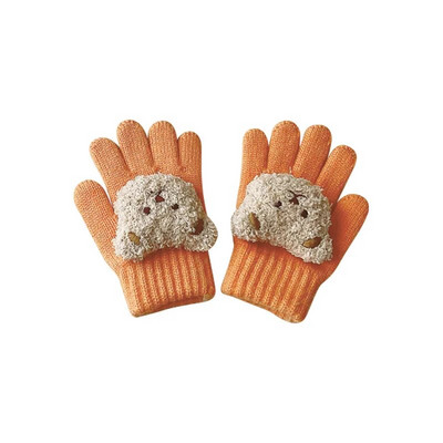 Aranyos medvegyerekkesztyűk ősz tél meleg ötujjas gyapjúkesztyű lányoknak fiúknak kültéri hó gyerektartozékok 3-7 év