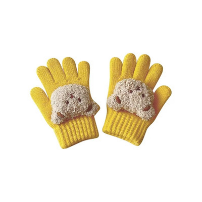 Aranyos medvegyerekkesztyűk ősz tél meleg ötujjas gyapjúkesztyű lányoknak fiúknak kültéri hó gyerektartozékok 3-7 év