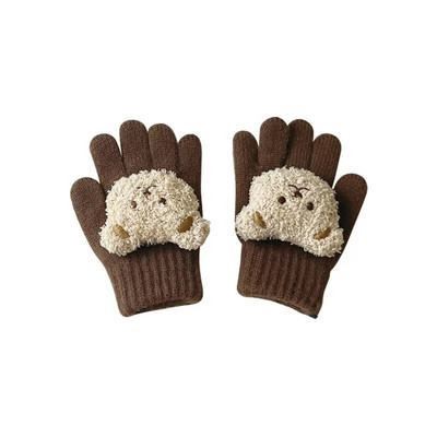 Aranyos medvegyerekkesztyűk ősz tél meleg ötujjas gyapjúkesztyű lányoknak fiúknak kültéri hó gyerektartozékok 3-7 év