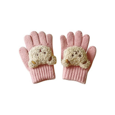 Aranyos medvegyerekkesztyűk ősz tél meleg ötujjas gyapjúkesztyű lányoknak fiúknak kültéri hó gyerektartozékok 3-7 év