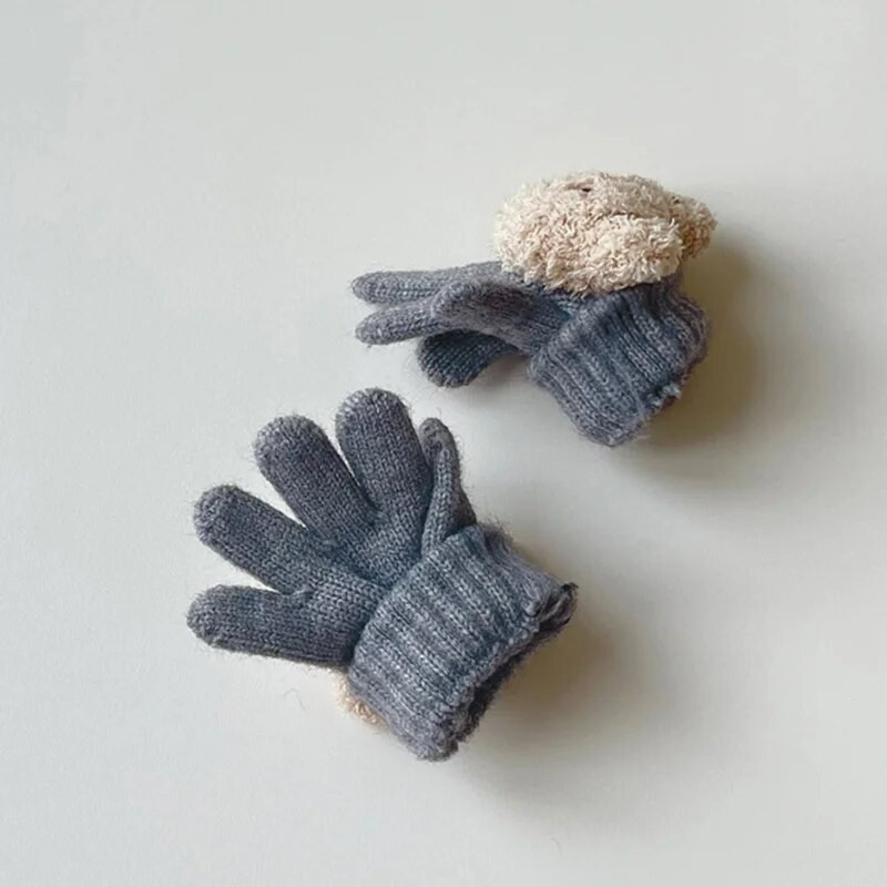 Aranyos medvegyerekkesztyűk ősz tél meleg ötujjas gyapjúkesztyű lányoknak fiúknak kültéri hó gyerektartozékok 3-7 év