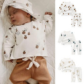 Set de îmbrăcăminte pentru bebeluși 0-36M, din bumbac organic, haine pentru fetițe, băieți, cu imprimeu de fructe, pijamale pentru bebeluși, cu mânecă lungă, haine pentru acasă, haine casual