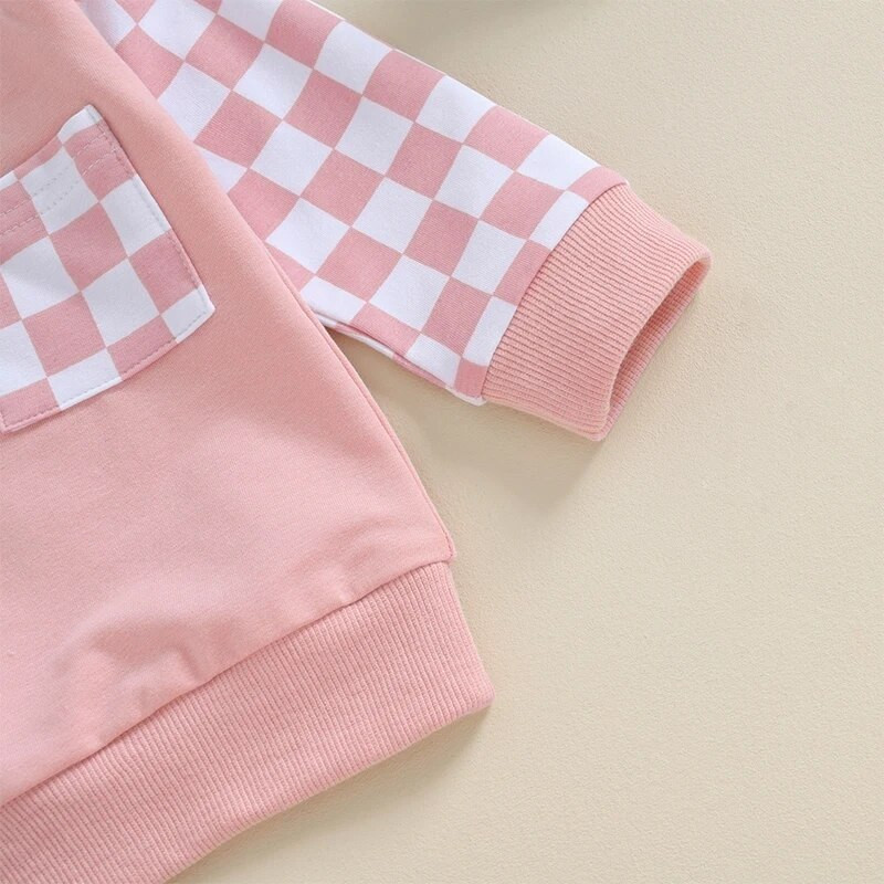 Citgeett Toamna Copii mici Bebeluși Fete Băieți ținute de toamnă carouri imprimeu mozaic cu mânecă lungă hanorace pantaloni set de haine de primăvară