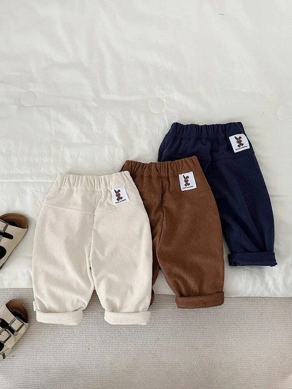 Toamnă Pantaloni noi din velur pentru bebeluși Sugari Băieți Pantaloni casual vintage, uni, Pantaloni harem pentru copii mici, haine solide pentru copii