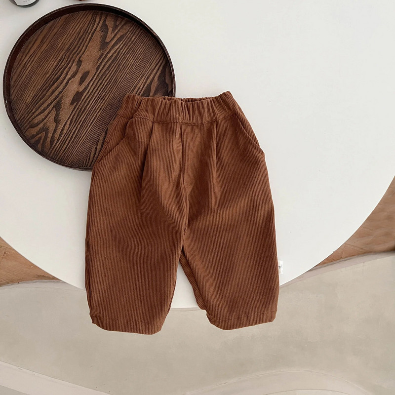 Toamnă Pantaloni noi din velur pentru bebeluși Sugari Băieți Pantaloni casual vintage, uni, Pantaloni harem pentru copii mici, haine solide pentru copii