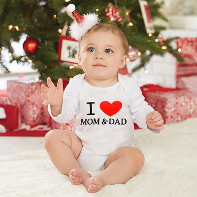 Καλοκαιρινά νεογέννητα βρεφικά ρούχα I Love Mom & Dad Cute Jumpsuits για μικρά αγόρια Κορίτσια Μακρυμάνικα/κοντομάνικα Βαμβακερά φορμάκια