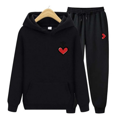 Bărbați, femei, hanorace, trening, jogger, hanorace, bărbați, femei, imprimeu inimă, hanorac, haine de stradă, costum sport, topuri, îmbrăcăminte exterioară