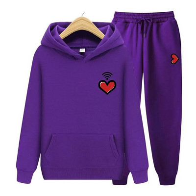 Bărbați, femei, hanorace, trening, jogger, hanorace, bărbați, femei, imprimeu inimă, hanorac, haine de stradă, costum sport, topuri, îmbrăcăminte exterioară