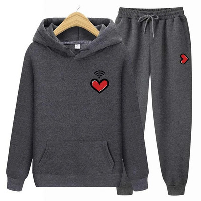 Bărbați, femei, hanorace, trening, jogger, hanorace, bărbați, femei, imprimeu inimă, hanorac, haine de stradă, costum sport, topuri, îmbrăcăminte exterioară