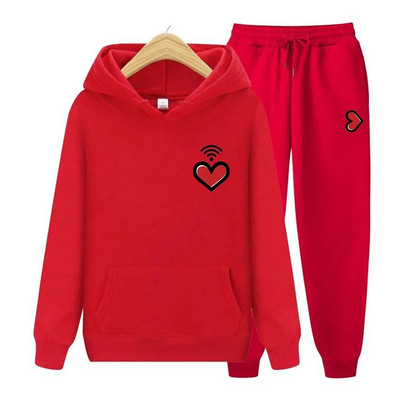 Bărbați, femei, hanorace, trening, jogger, hanorace, bărbați, femei, imprimeu inimă, hanorac, haine de stradă, costum sport, topuri, îmbrăcăminte exterioară