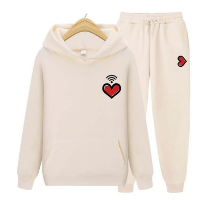 Bărbați, femei, hanorace, trening, jogger, hanorace, bărbați, femei, imprimeu inimă, hanorac, haine de stradă, costum sport, topuri, îmbrăcăminte exterioară