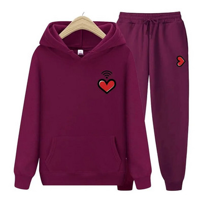 Bărbați, femei, hanorace, trening, jogger, hanorace, bărbați, femei, imprimeu inimă, hanorac, haine de stradă, costum sport, topuri, îmbrăcăminte exterioară