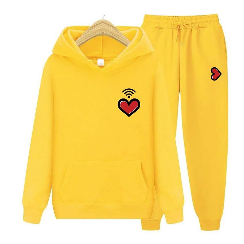 Meeste naiste kapuutsid dressid Joggeri kapuutsi komplektid meestele naistele südamekirjaga dressipluus Tänavarõivad spordiülikond lahtised topsid ülerõivad