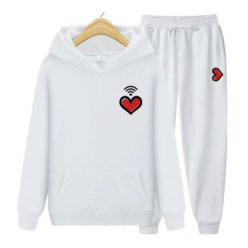 Meeste naiste kapuutsid dressid Joggeri kapuutsi komplektid meestele naistele südamekirjaga dressipluus Tänavarõivad spordiülikond lahtised topsid ülerõivad