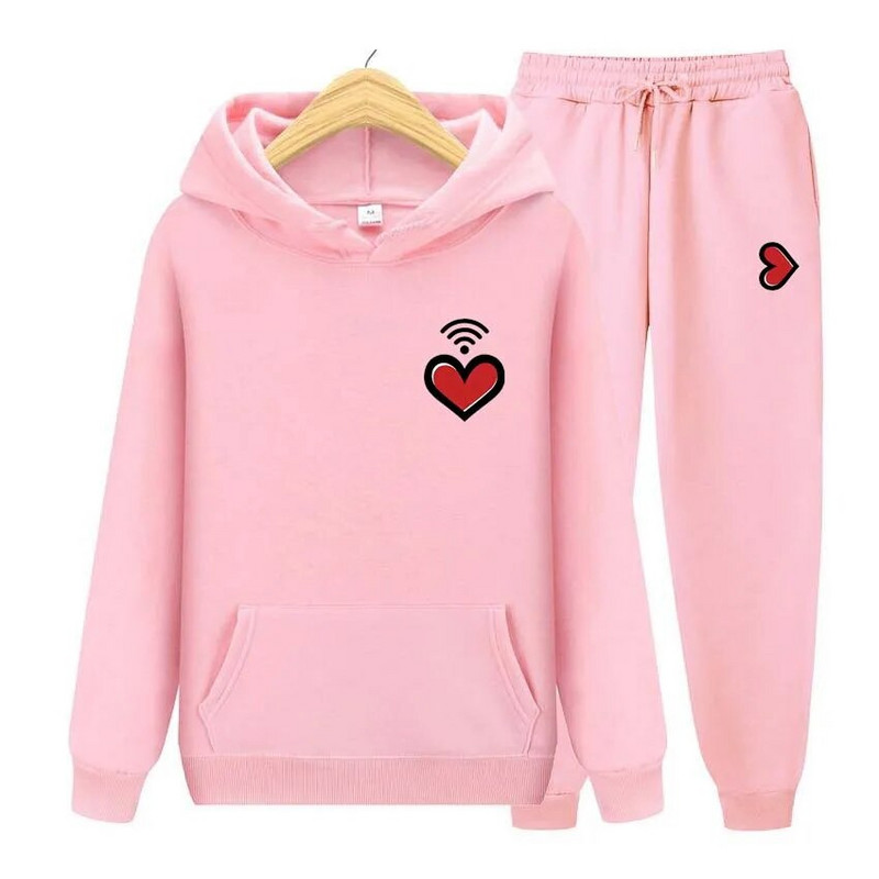 Meeste naiste kapuutsid dressid Joggeri kapuutsi komplektid meestele naistele südamekirjaga dressipluus Tänavarõivad spordiülikond lahtised topsid ülerõivad