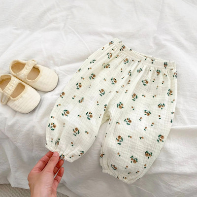 Vară 2023 Pantaloni largi anti țânțari pentru bebeluși, cu imprimeu de modă, pantaloni casual pentru copii mici, pantaloni din bumbac pentru sugari