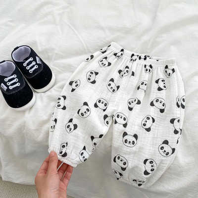 Vară 2023 Pantaloni largi anti țânțari pentru bebeluși, cu imprimeu de modă, pantaloni casual pentru copii mici, pantaloni din bumbac pentru sugari