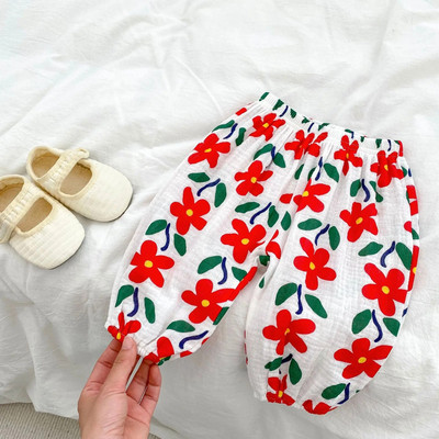 Vară 2023 Pantaloni largi anti țânțari pentru bebeluși, cu imprimeu de modă, pantaloni casual pentru copii mici, pantaloni din bumbac pentru sugari
