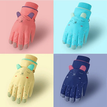 Παιδικά χειμωνιάτικα αδιάβροχα γάντια για το χιόνι Αυτιά κινουμένων σχεδίων θερμομονωμένα γάντια σκι XXUF