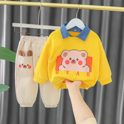 Seturi de îmbrăcăminte pentru bebeluși băieți 2023, stil la modă, bumbac, ursuleț cu mânecă lungă, de la 1 la 5 ani, pentru copii, îmbrăcăminte pentru sugari