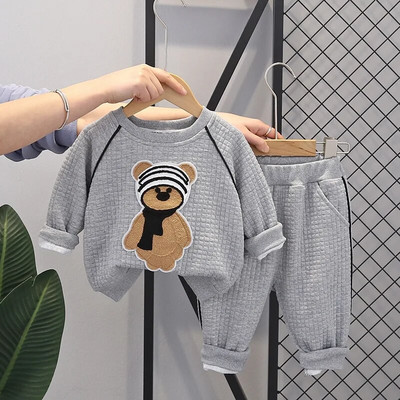 Seturi de îmbrăcăminte pentru bebeluși băieți 2023, stil la modă, bumbac, ursuleț cu mânecă lungă, de la 1 la 5 ani, pentru copii, îmbrăcăminte pentru sugari